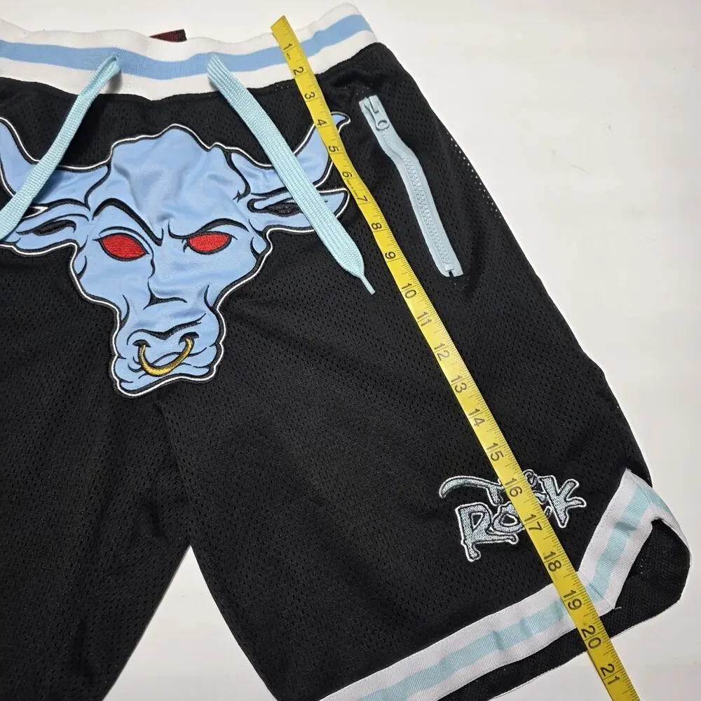 WWE The Rock Black Mesh Shorts Men’s Small The People’s Champ Brahma Bull